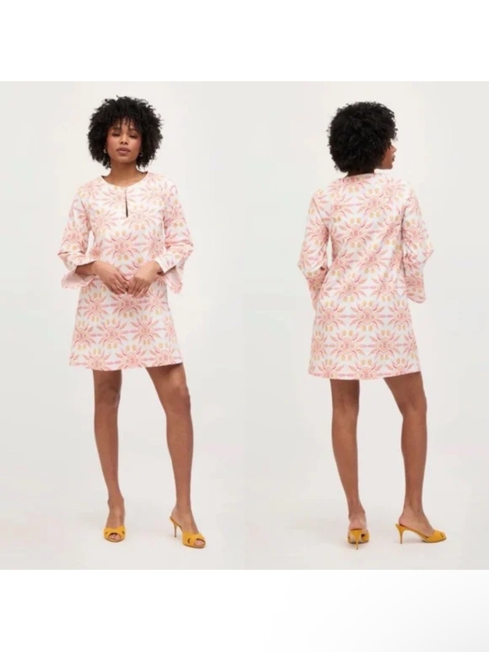 Hill House Artemis Shift Dress with Bell Sleeves shell print NWT large